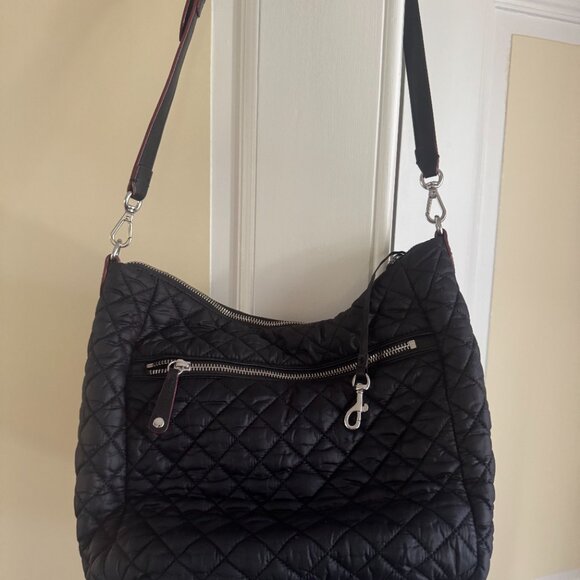 MZ WALLACE Bag DOWNTOWN Blue Burgundy Red Hobo Crossbody Purse - Picture 14 of 16